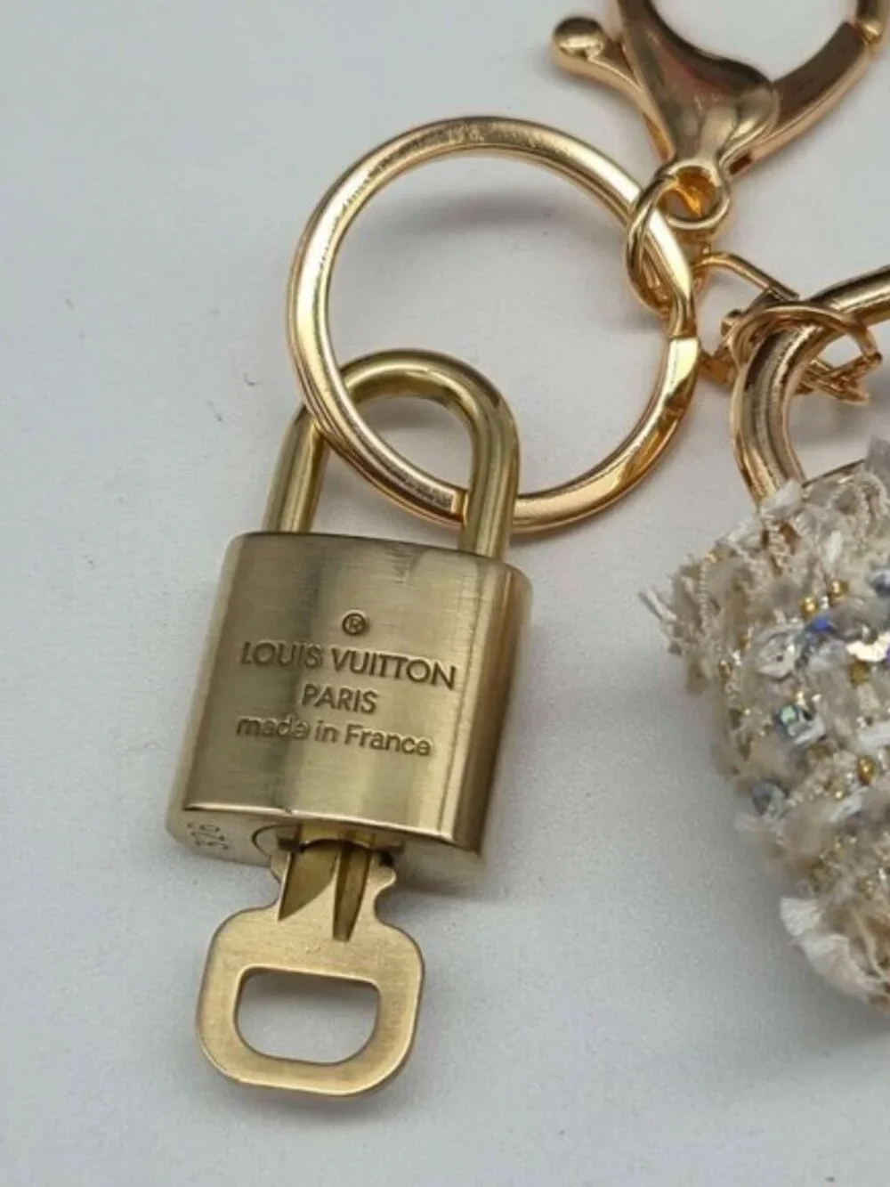 Authentic Louis Vuitton Lock & Key Gold ✨ Unbranded Keychain Bag Charm LV